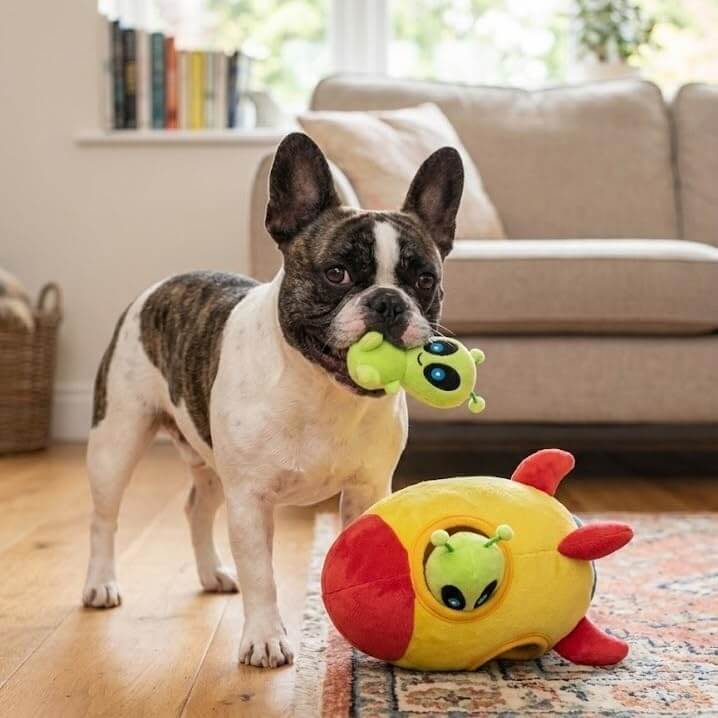 Interactive Spaceship Hide & Seek Squeaky Dog Puzzle Toy
