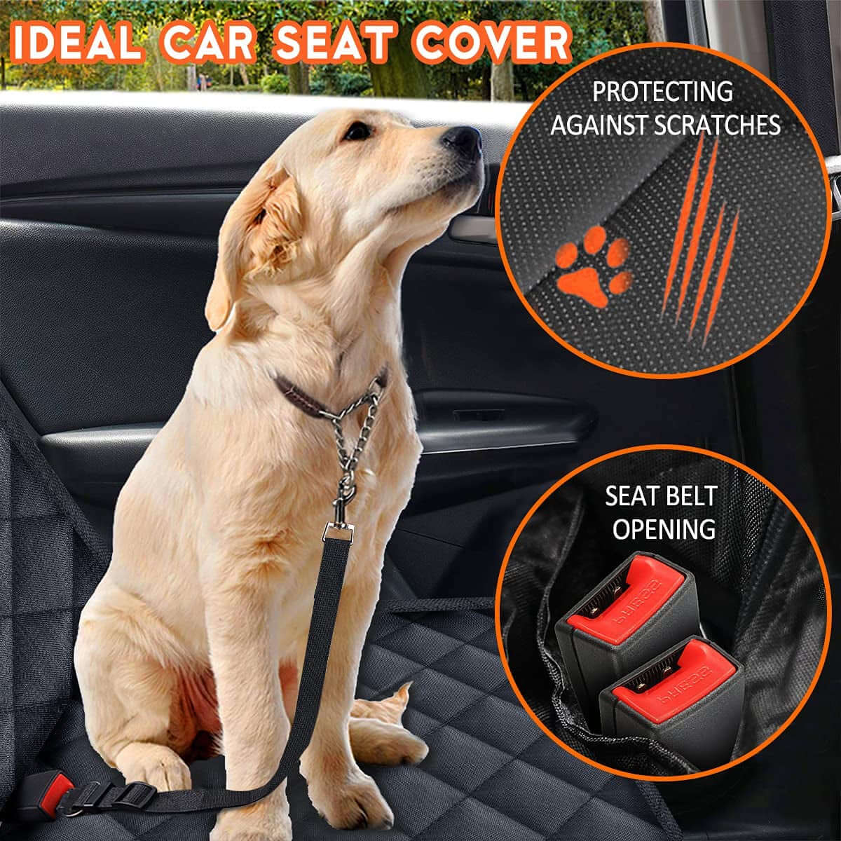 EdyPet Waterproof Dog Car Seat Cover for Back Seat
