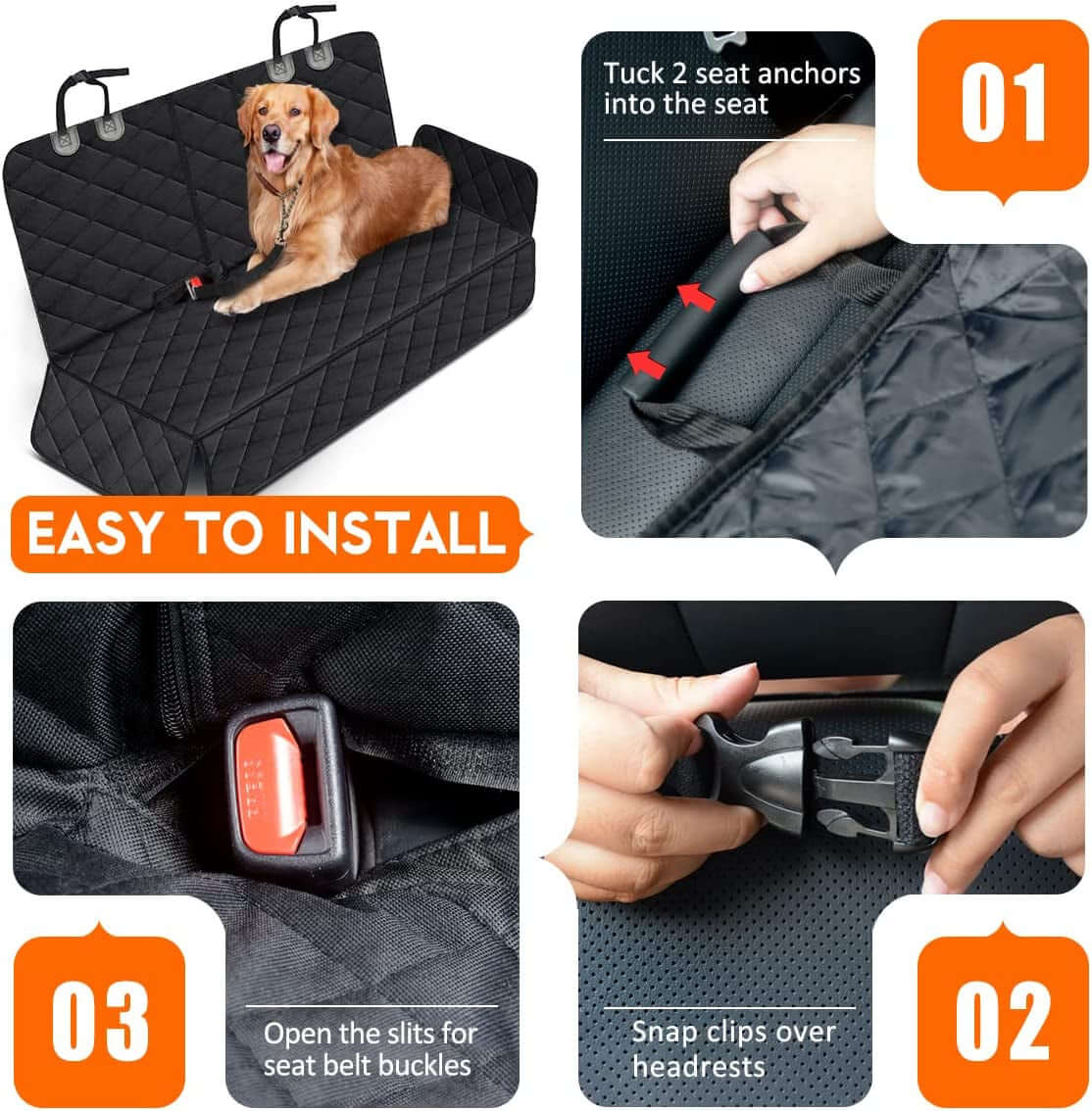 EdyPet Waterproof Dog Car Seat Cover for Back Seat